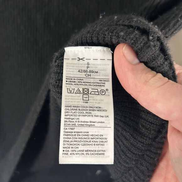 Banana Republic Wool Cashmere Blend Sweater Women Small Black Ribbed Bell Sleeve - Picture 7 of 10